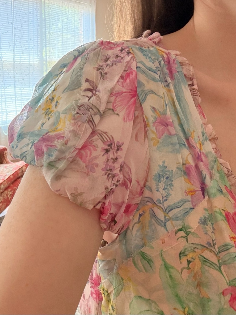 LoveShackFancy Multicolor Mini Dress with Pink Floral Print - Picture 4 of 6